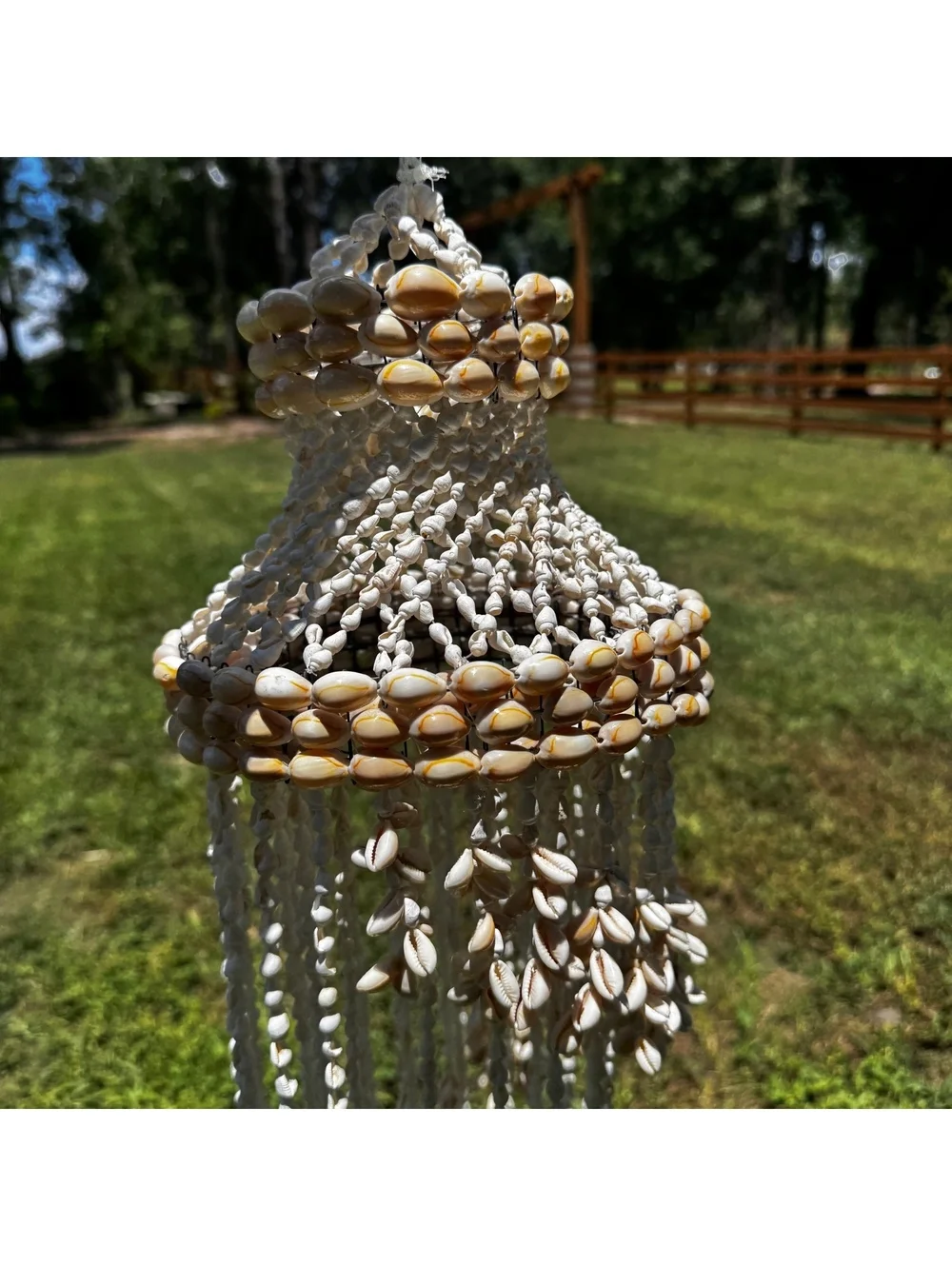 Vintage Shell Wind Chime Chandelier Hanging Coastal Boho Seashell Decor 36”